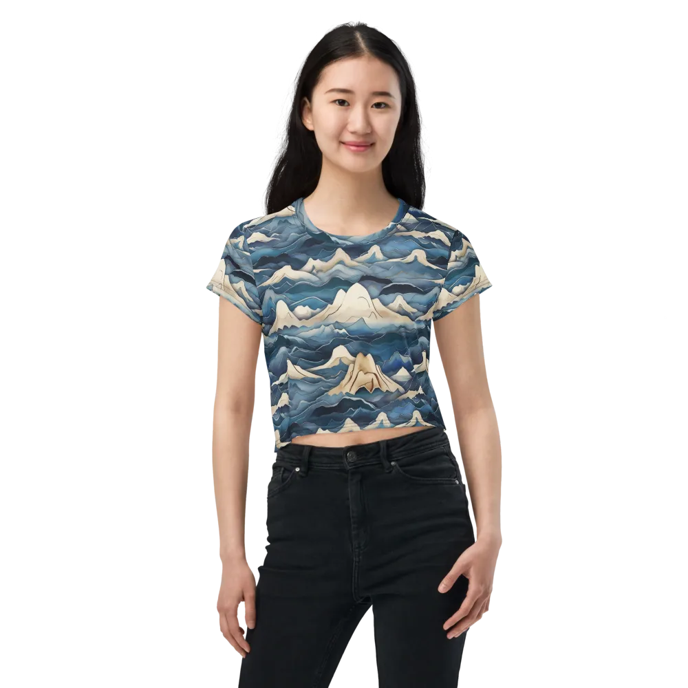 Indigo Alpine Current on Crop Tee — Front