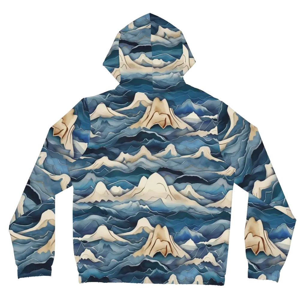 Indigo Alpine Current on Women's Full-Zip Hoodie — Back