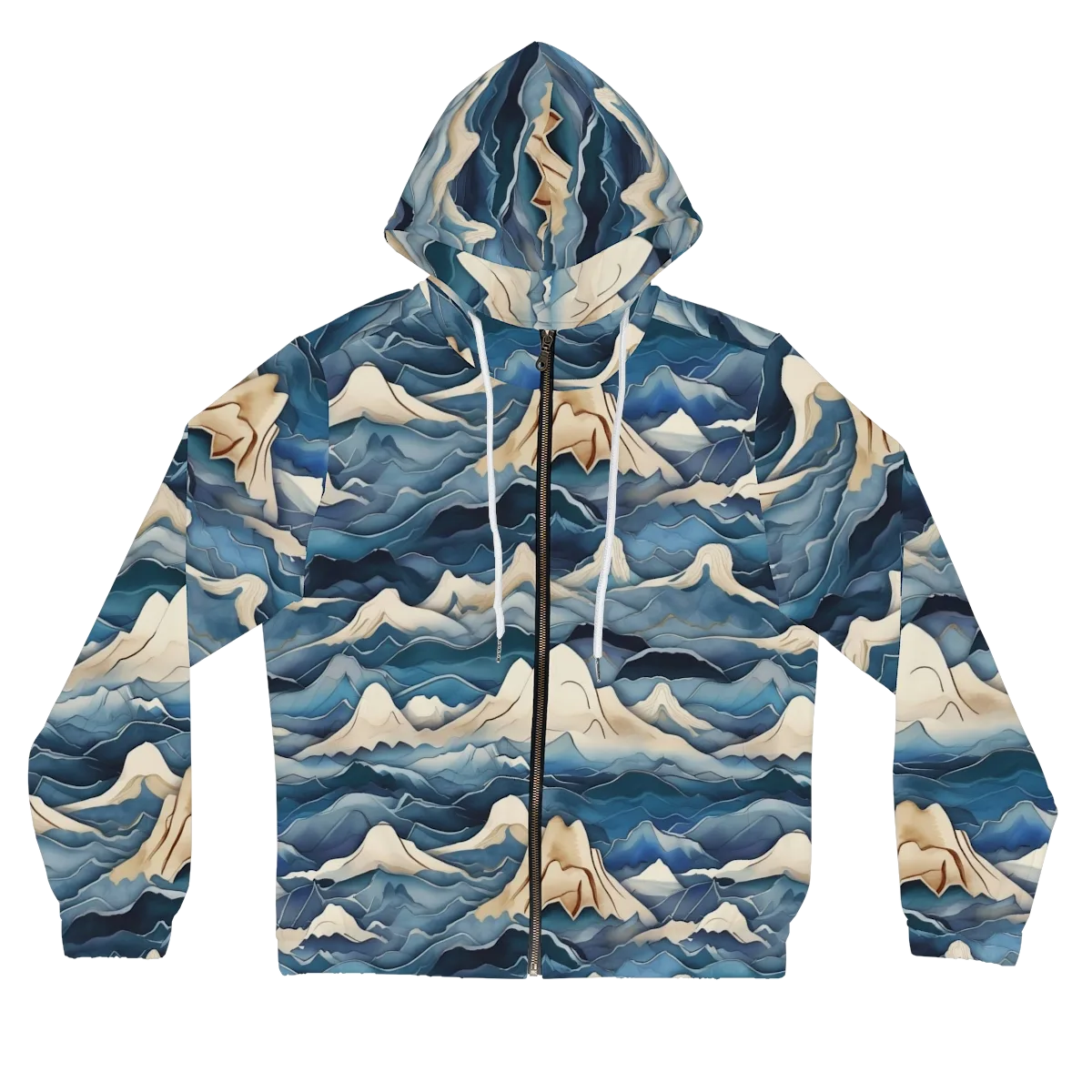 Indigo Alpine Current on Women's Full-Zip Hoodie — Front