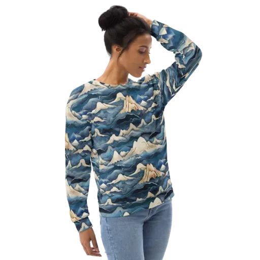 Indigo Alpine Current on a Sweatshirt