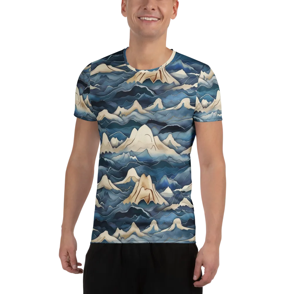 Indigo Alpine Current on Men's Athletic T-Shirt — Front