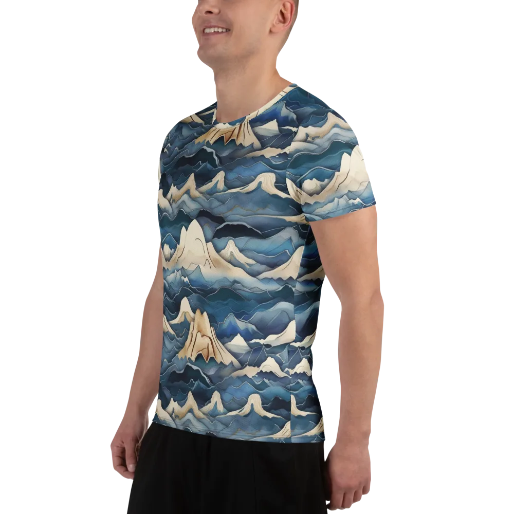 Indigo Alpine Current on Men's Athletic T-Shirt — Left