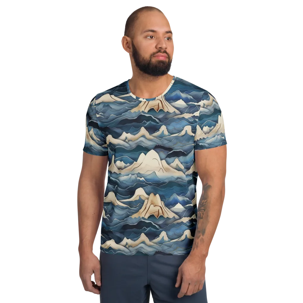 Indigo Alpine Current on Men's Athletic T-Shirt — Front