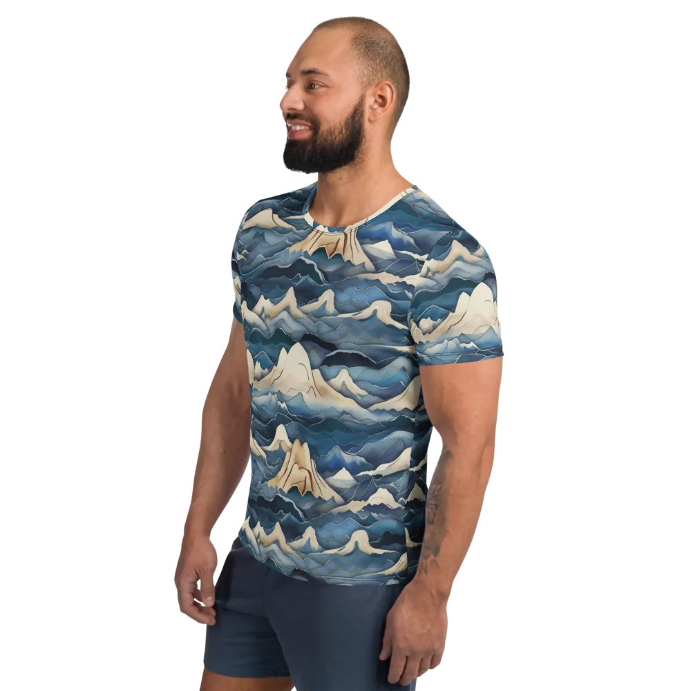 Indigo Alpine Current on Men's Athletic T-Shirt — Left