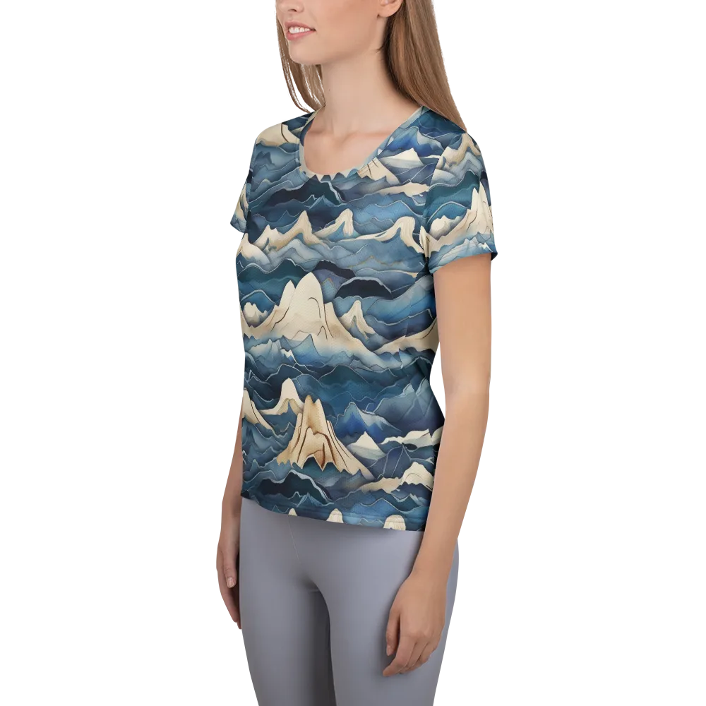 Indigo Alpine Current on Women's Athletic T-Shirt — Left