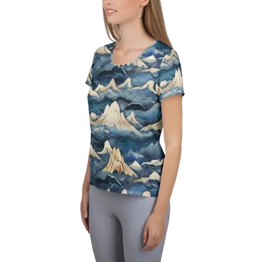 Indigo Alpine Current on a Women's Athletic T-Shirt