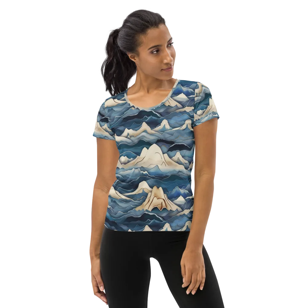 Indigo Alpine Current on Women's Athletic T-Shirt — Front