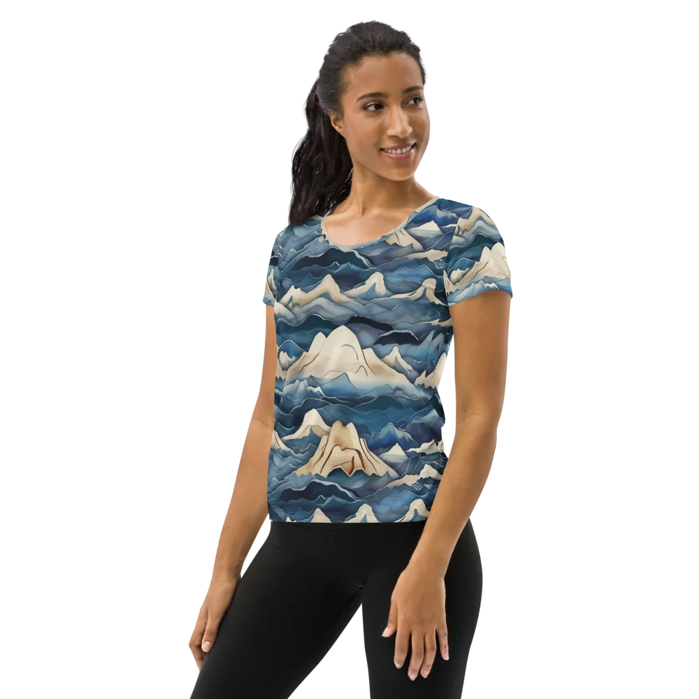 Indigo Alpine Current on Women's Athletic T-Shirt — Left