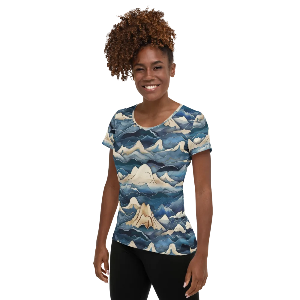 Indigo Alpine Current on Women's Athletic T-Shirt — Left