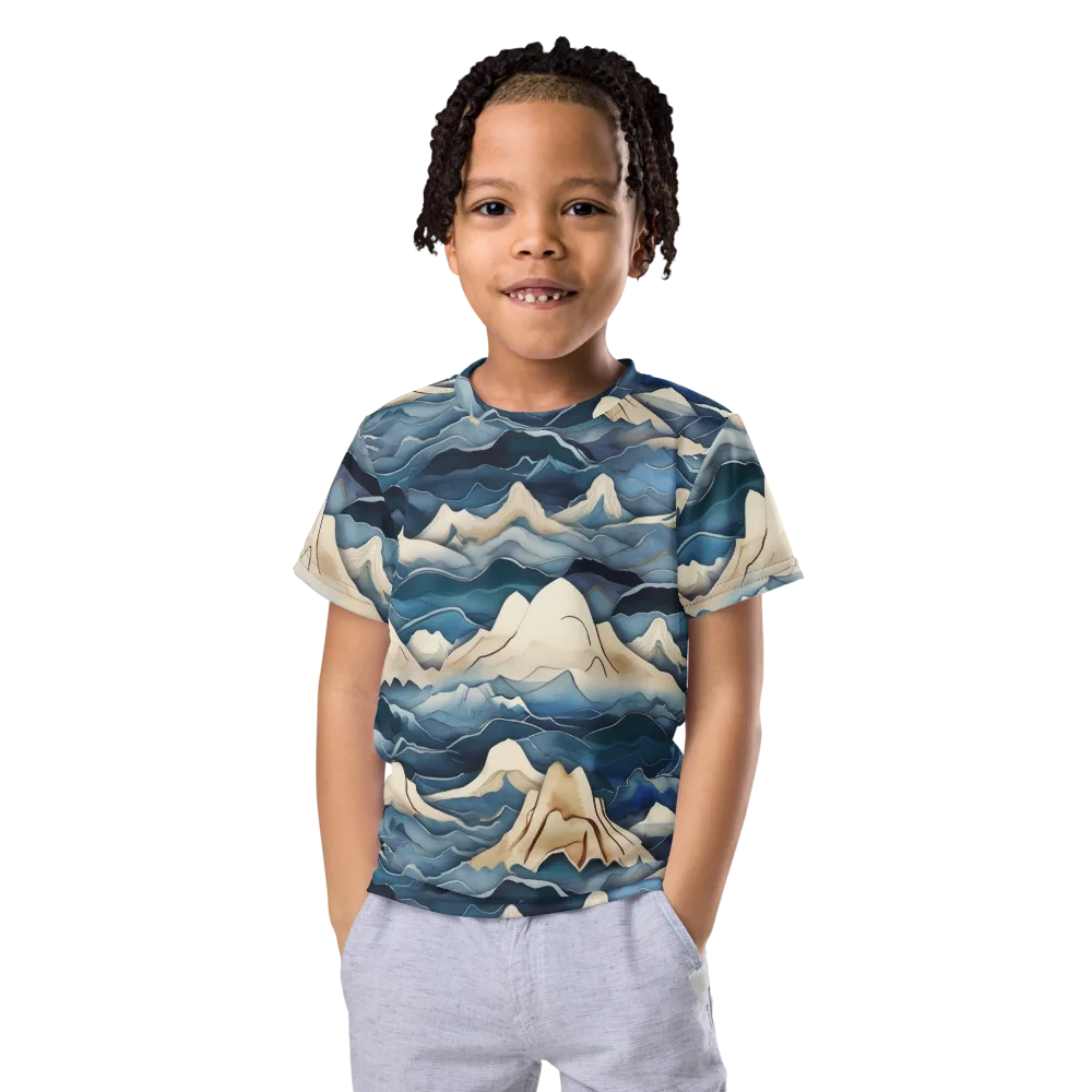 Indigo Alpine Current on Kids Crew Neck T-Shirt — Front