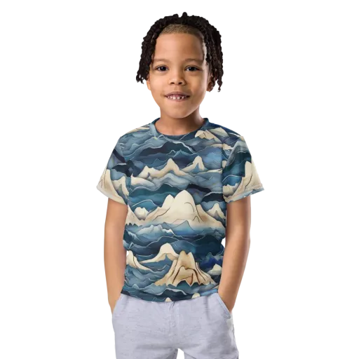 Indigo Alpine Current on a Kids Crew Neck T-Shirt