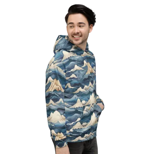 Indigo Alpine Current on a Hoodie