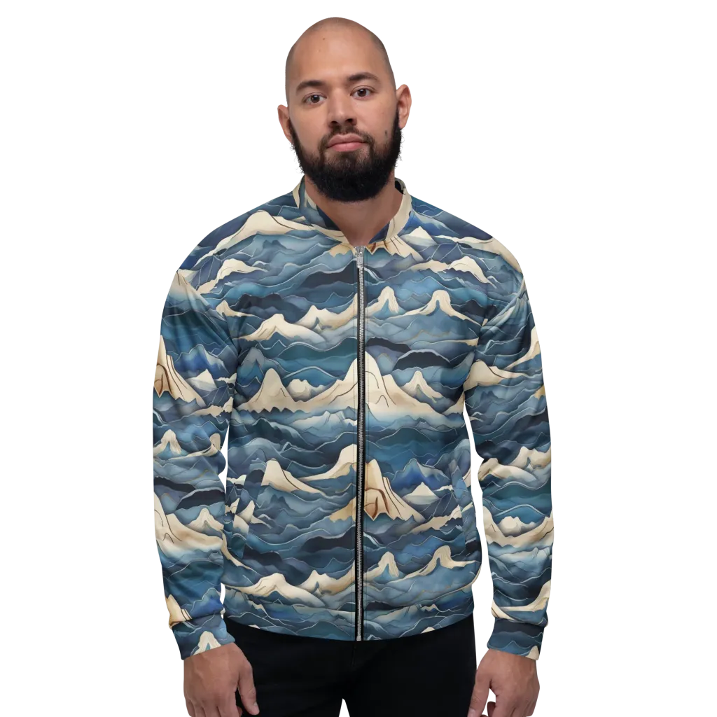 Indigo Alpine Current on Bomber Jacket — Front