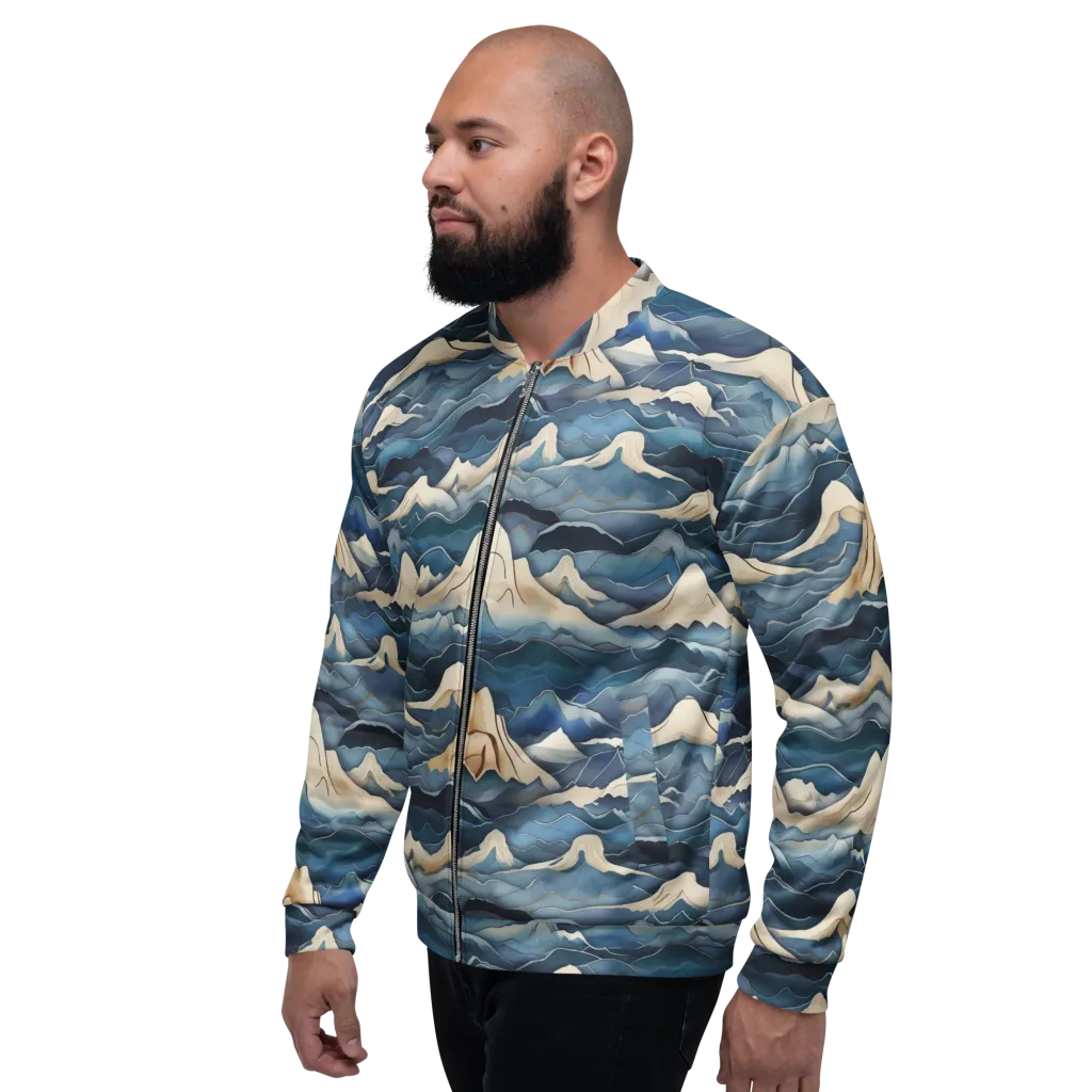 Indigo Alpine Current on Bomber Jacket — Left