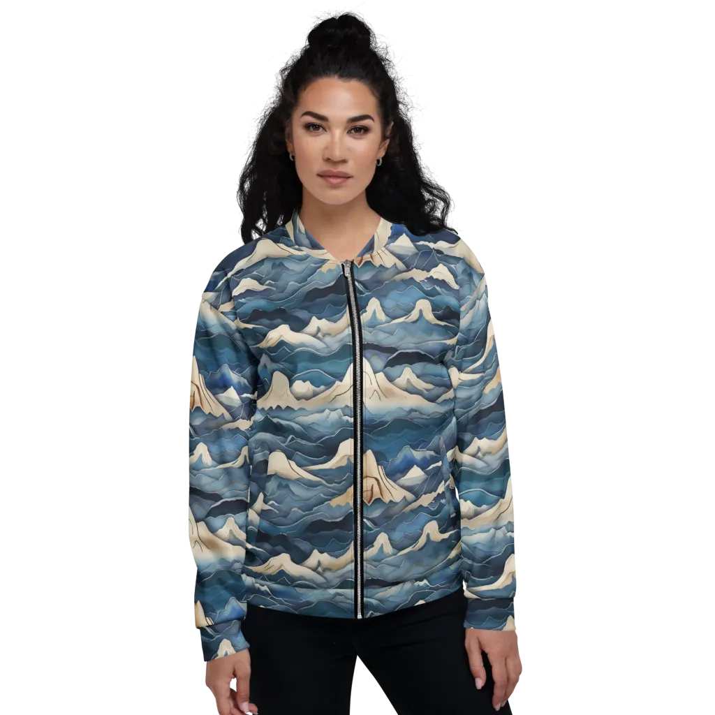 Indigo Alpine Current on Bomber Jacket — Front