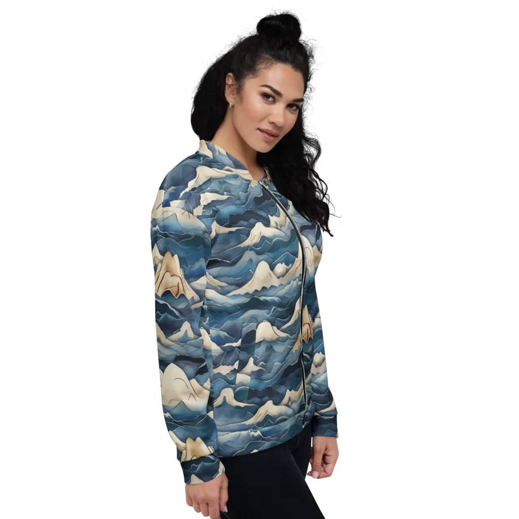 Indigo Alpine Current on Bomber Jacket — Right