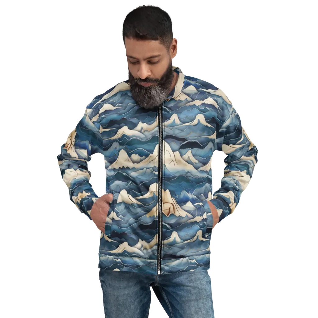 Indigo Alpine Current on Bomber Jacket — Front