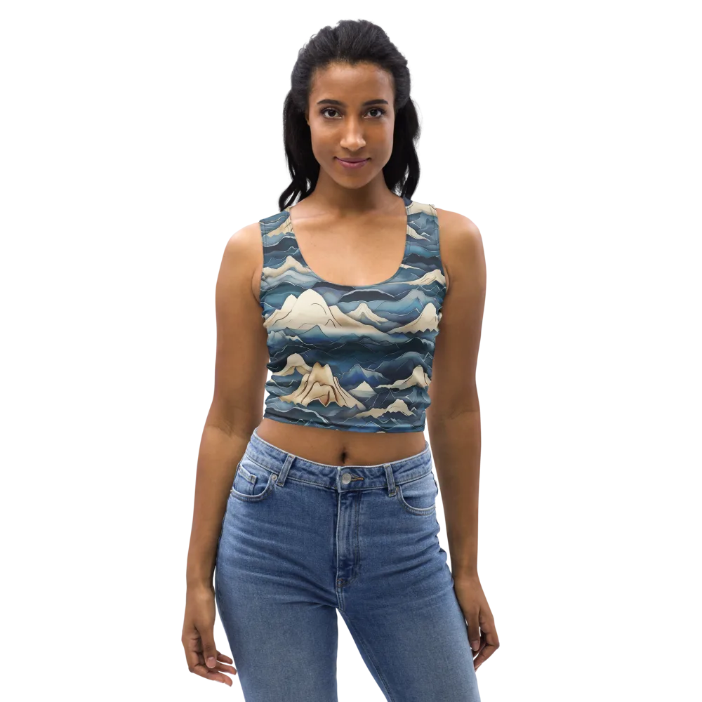 Indigo Alpine Current on Crop Top — Front