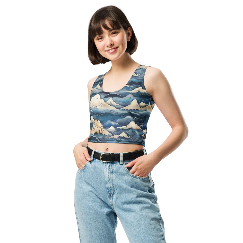 Indigo Alpine Current on Crop Top — Front