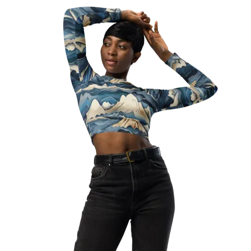 Indigo Alpine Current on a Long Sleeve Crop Top