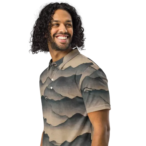 Quiet Mountains on a Men's Slim Fit Polo Shirt