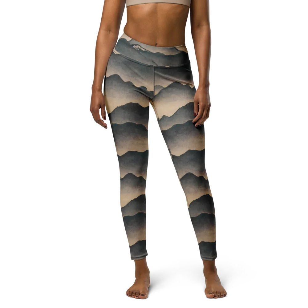 Quiet Mountains on Yoga Leggings — Front