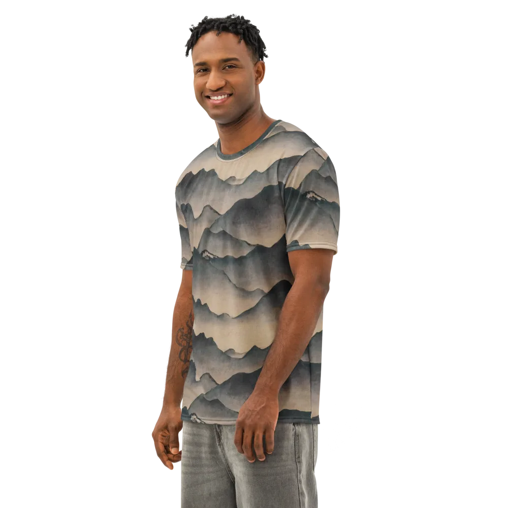 Quiet Mountains on Men's Cotton Crew Neck T-Shirt — Left Front