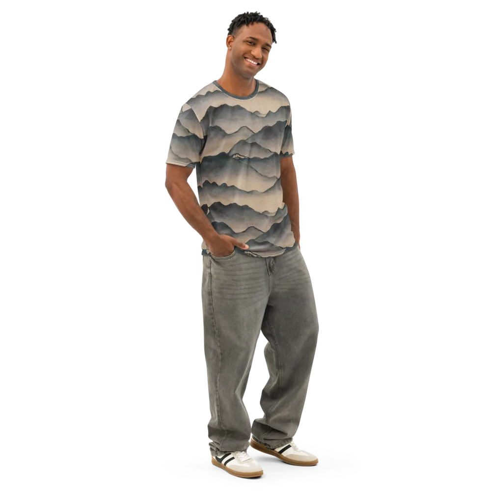 Quiet Mountains on Men's Cotton Crew Neck T-Shirt — Right Front