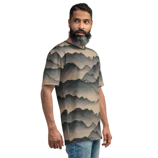 Quiet Mountains on a Men's Crew Neck T-Shirt