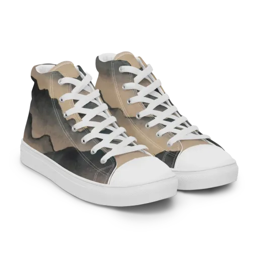 Quiet Mountains on a Men's High Top Canvas Shoes