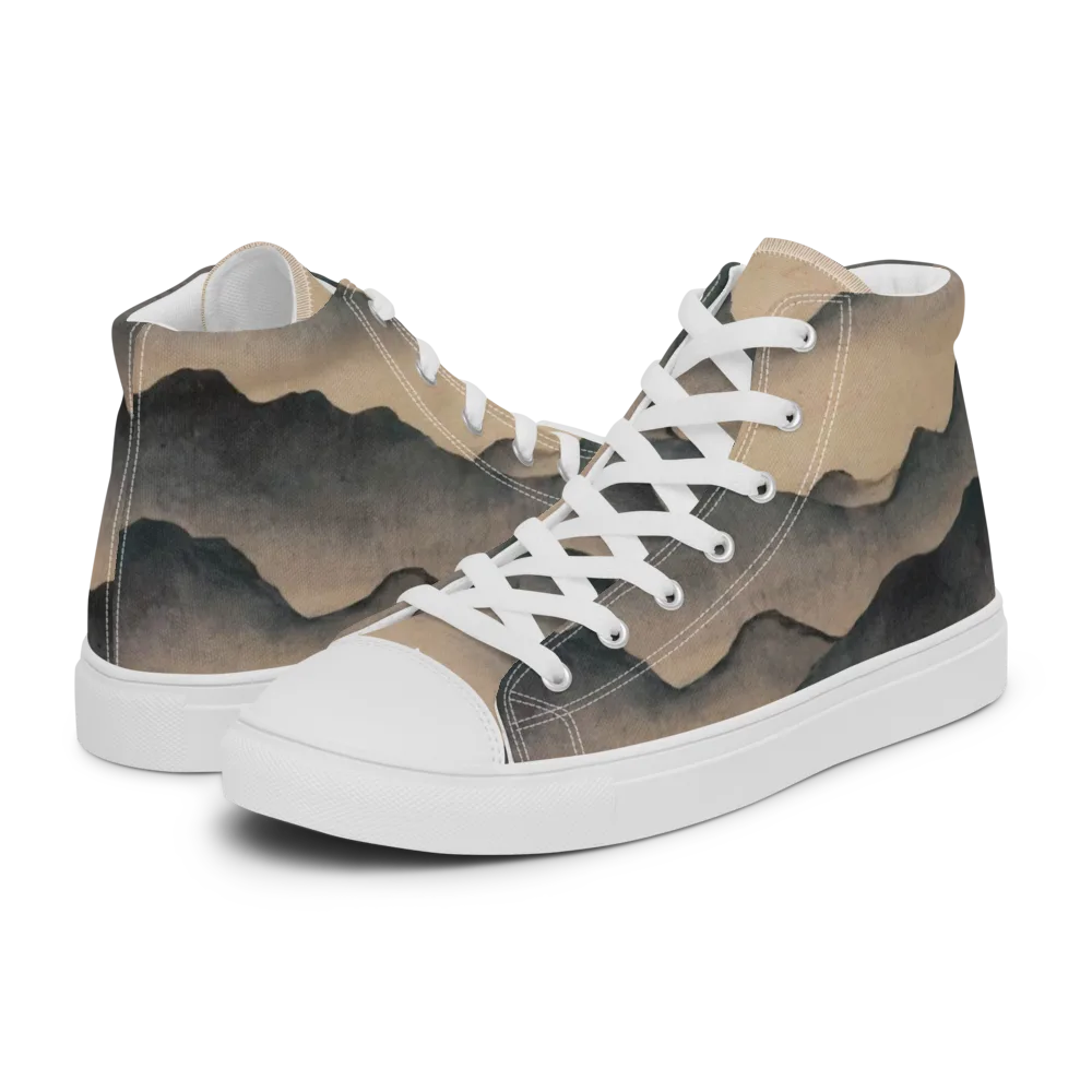Quiet Mountains on Men's High Top Canvas Shoes — Left