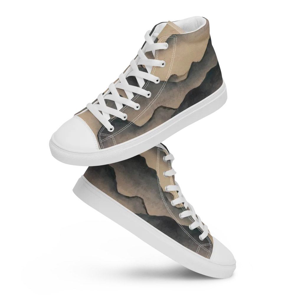 Quiet Mountains on Men's High Top Canvas Shoes — Front