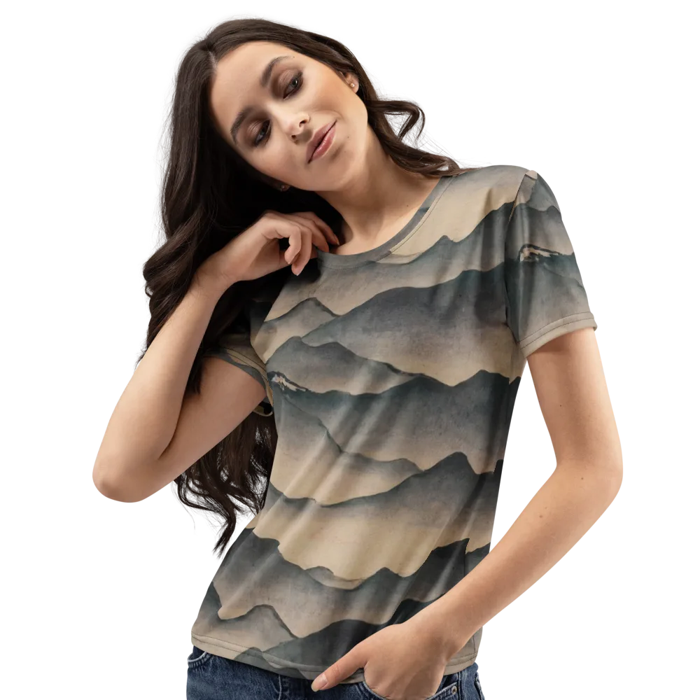 Quiet Mountains on Women's Crew Neck T-Shirt — Left Front