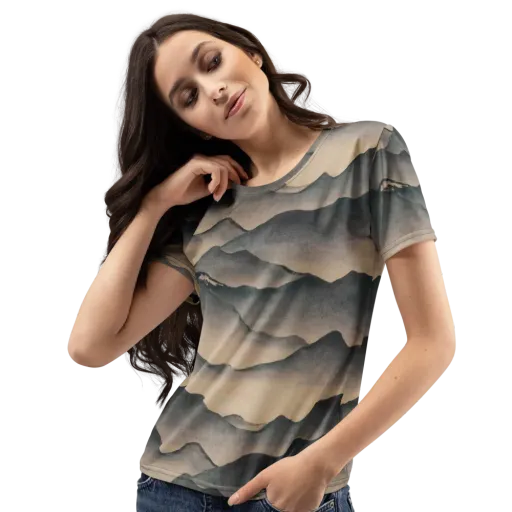 Quiet Mountains on a Women's Crew Neck T-Shirt