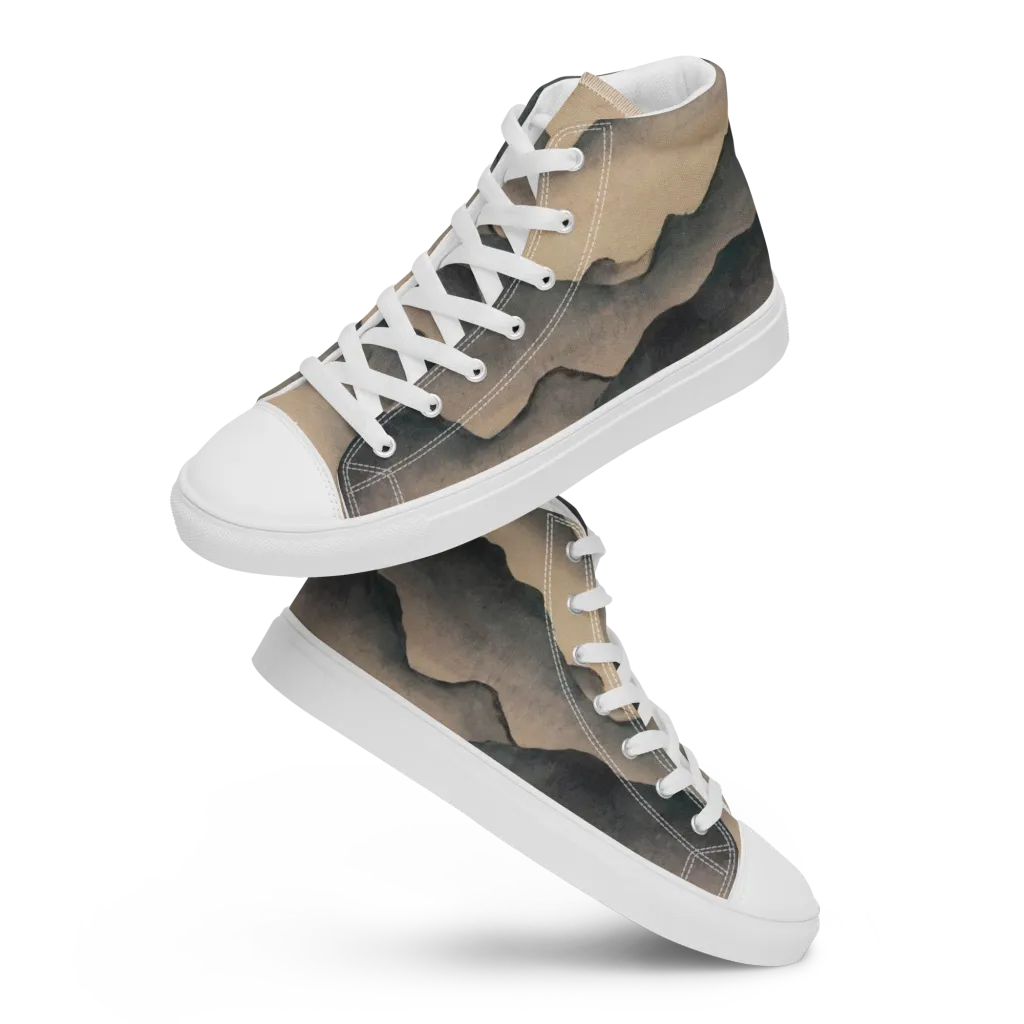 Quiet Mountains on Women's High Top Canvas Shoes — Front