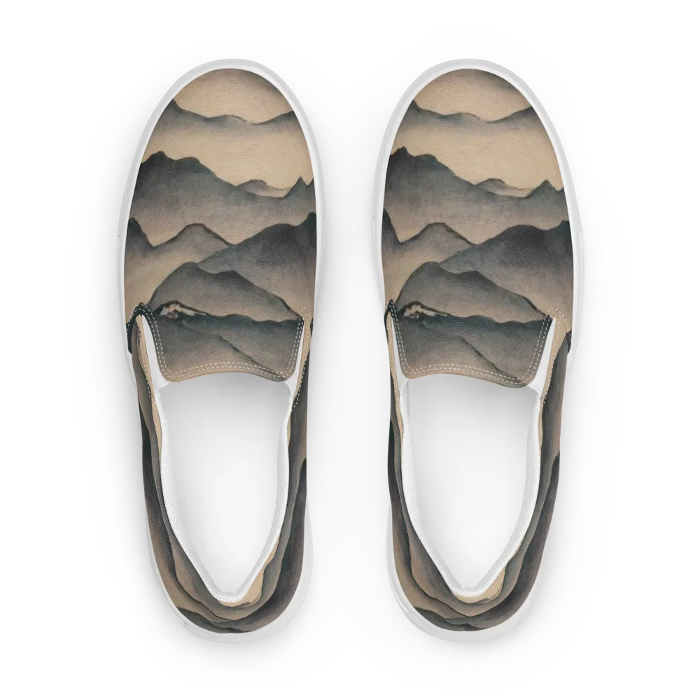 Quiet Mountains on Men's Slip-On Canvas Shoes — Front