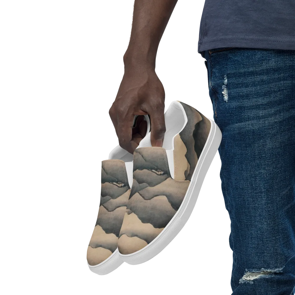Quiet Mountains on Men's Slip-On Canvas Shoes — Left Front