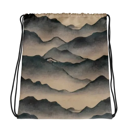Quiet Mountains on a Drawstring Bag