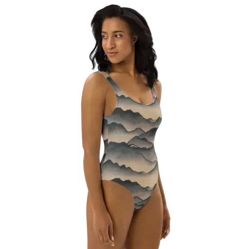 Quiet Mountains on a One-Piece Swimsuit