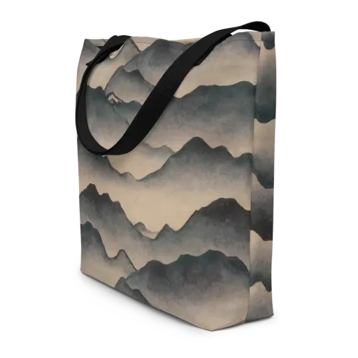 Quiet Mountains on a Large Tote Bag W/ Pocket