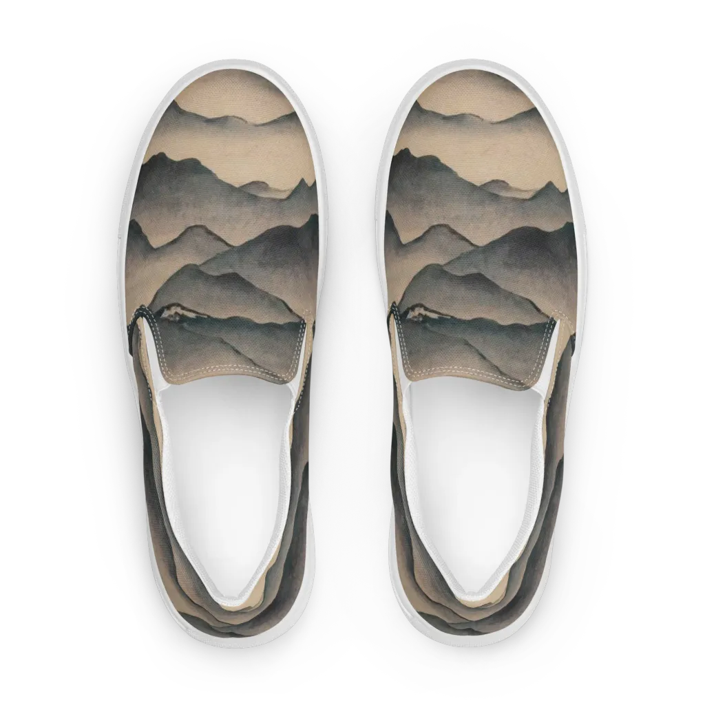 Quiet Mountains on Women's Slip-On Canvas Shoes — Front