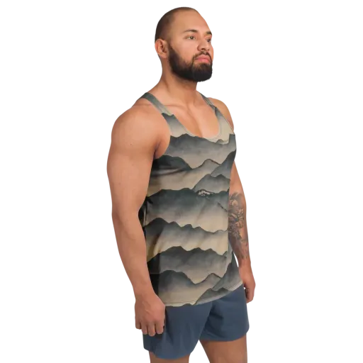 Quiet Mountains on a Men's Tank Top