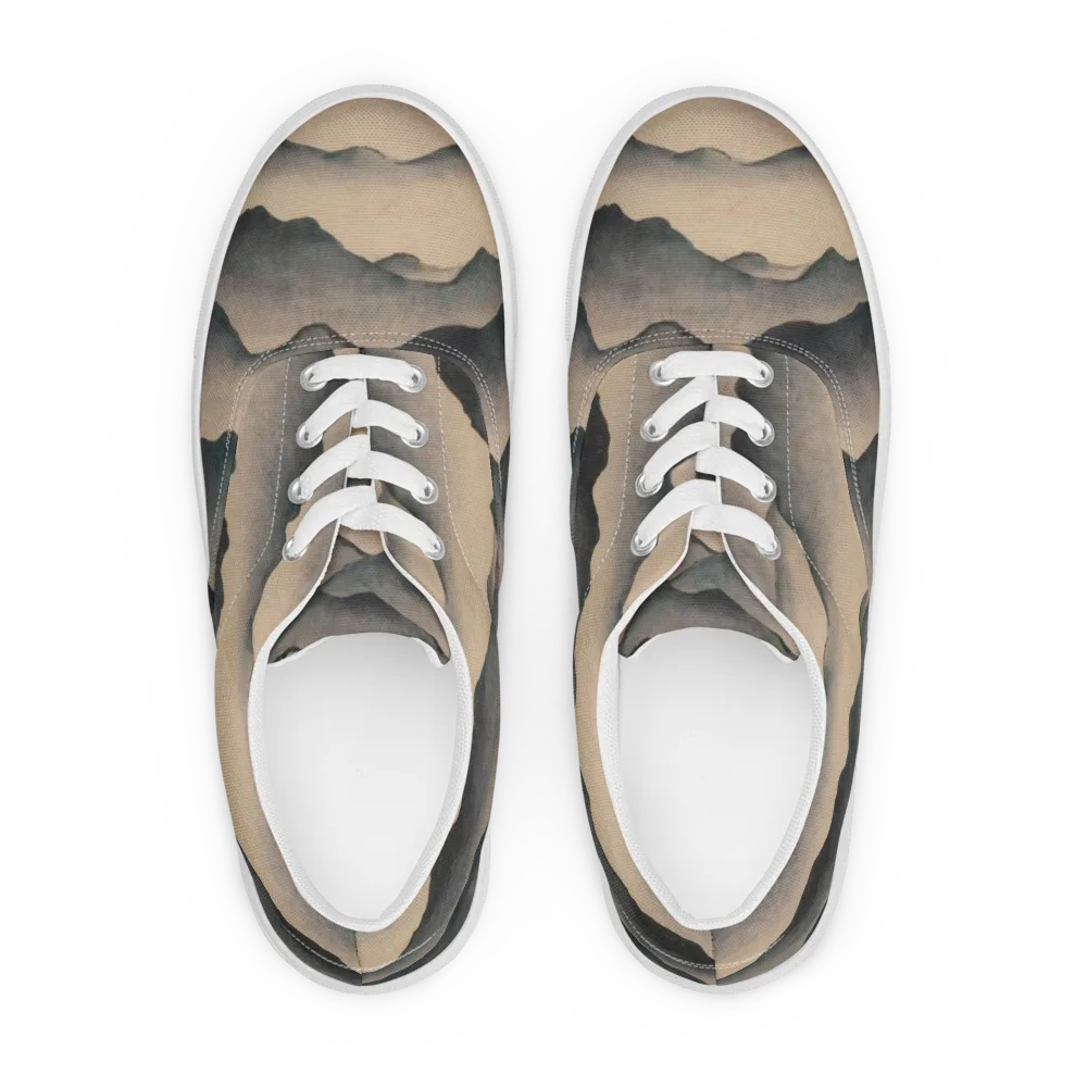 Quiet Mountains on Men's Lace-Up Canvas Shoes — Front