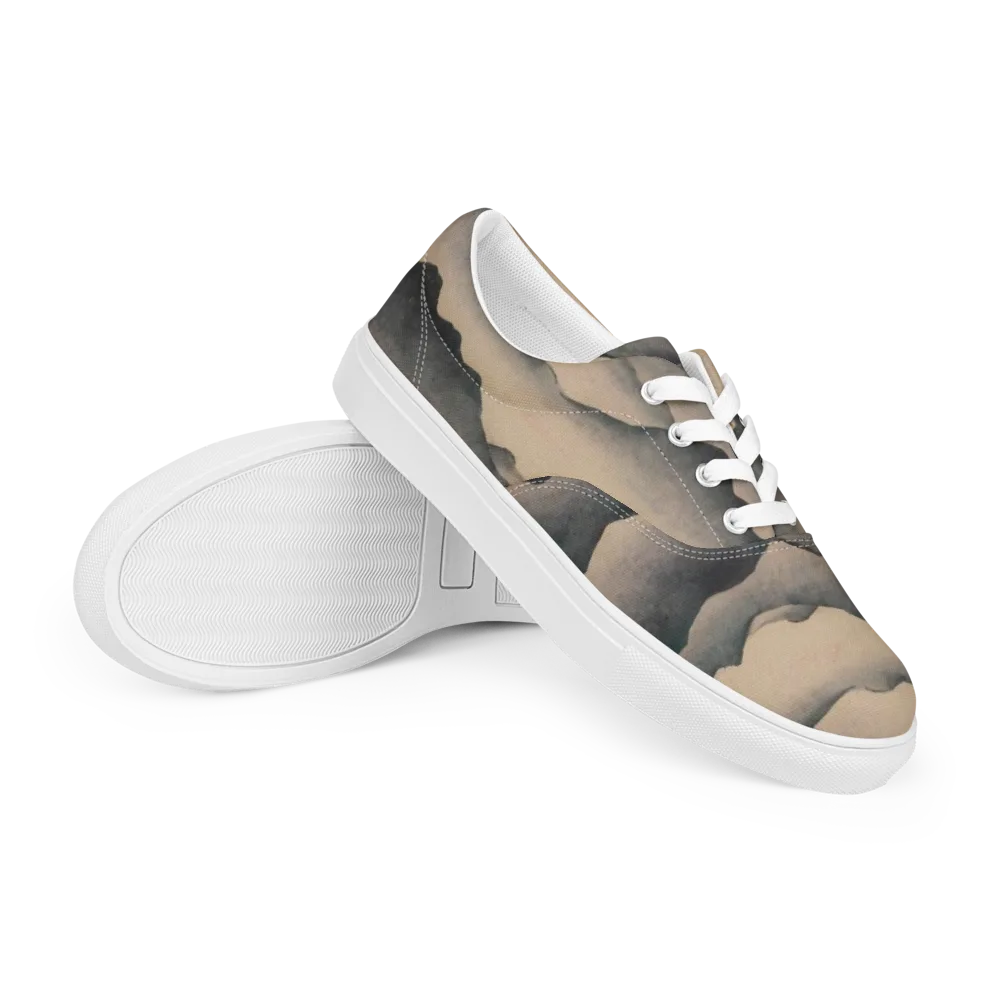 Quiet Mountains on Men's Lace-Up Canvas Shoes — Right Front