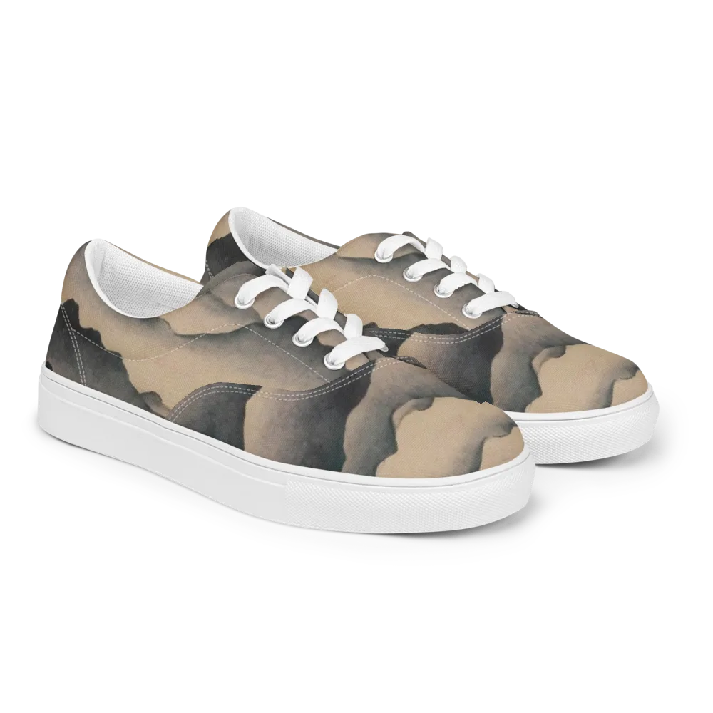 Quiet Mountains on Men's Lace-Up Canvas Shoes — Right Front