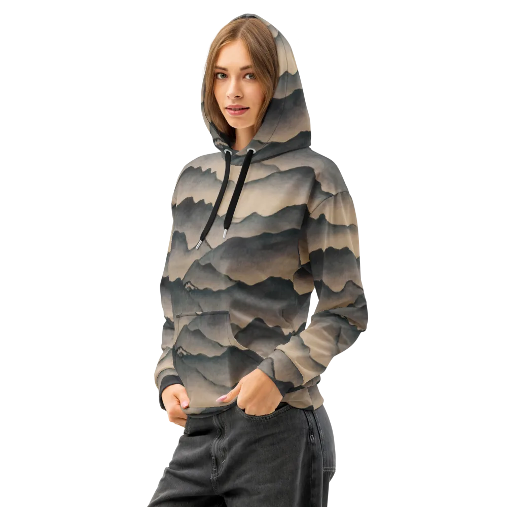 Quiet Mountains on Cotton Hoodie — Left Front