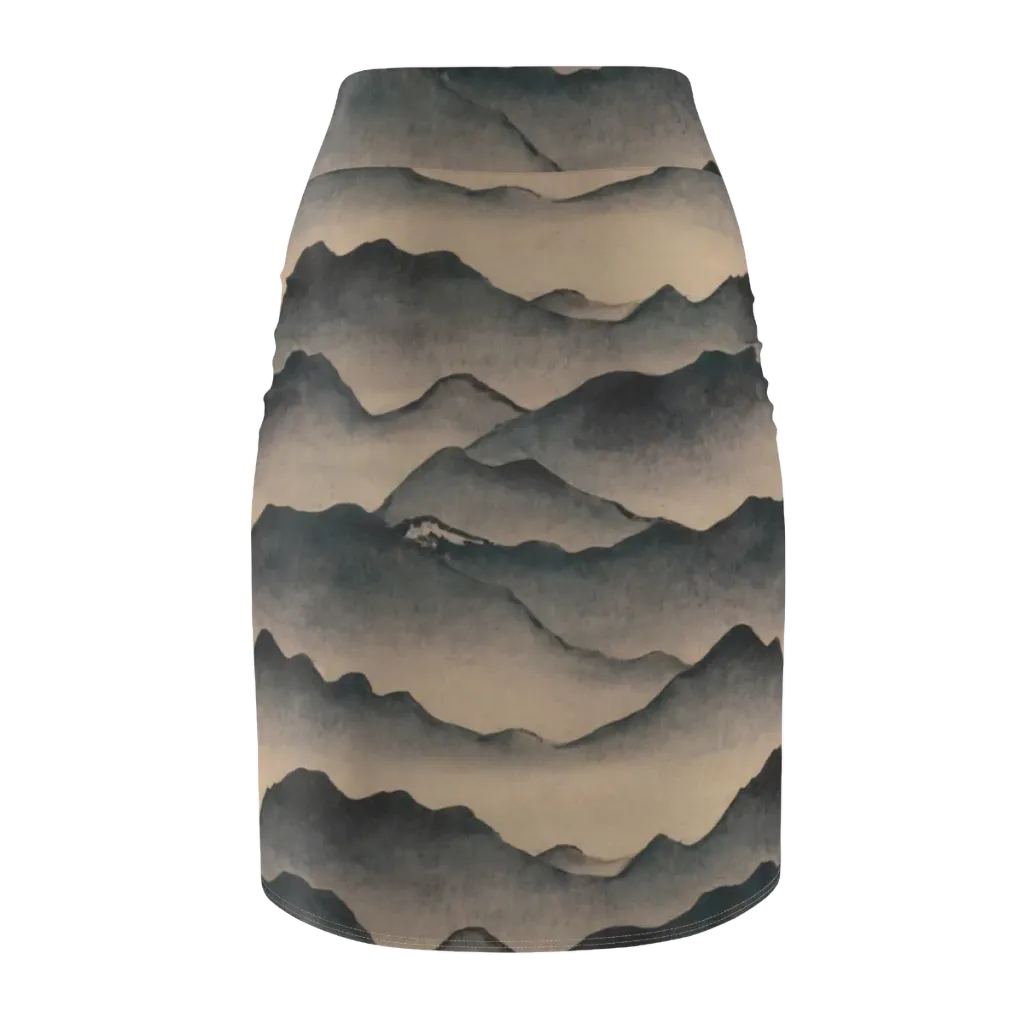 Quiet Mountains on Pencil Skirt — Back
