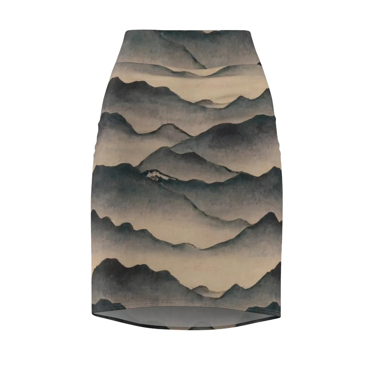 Quiet Mountains on Pencil Skirt — Front