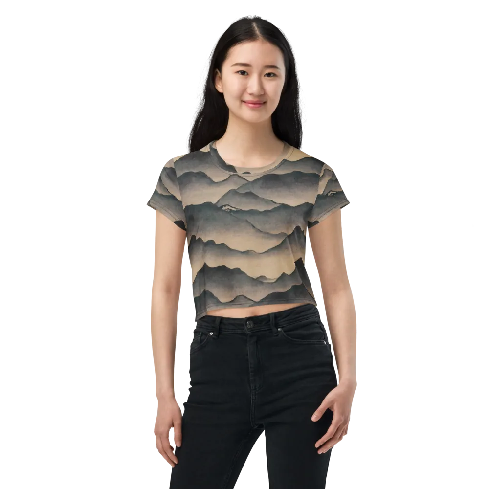 Quiet Mountains on Crop Tee — Front