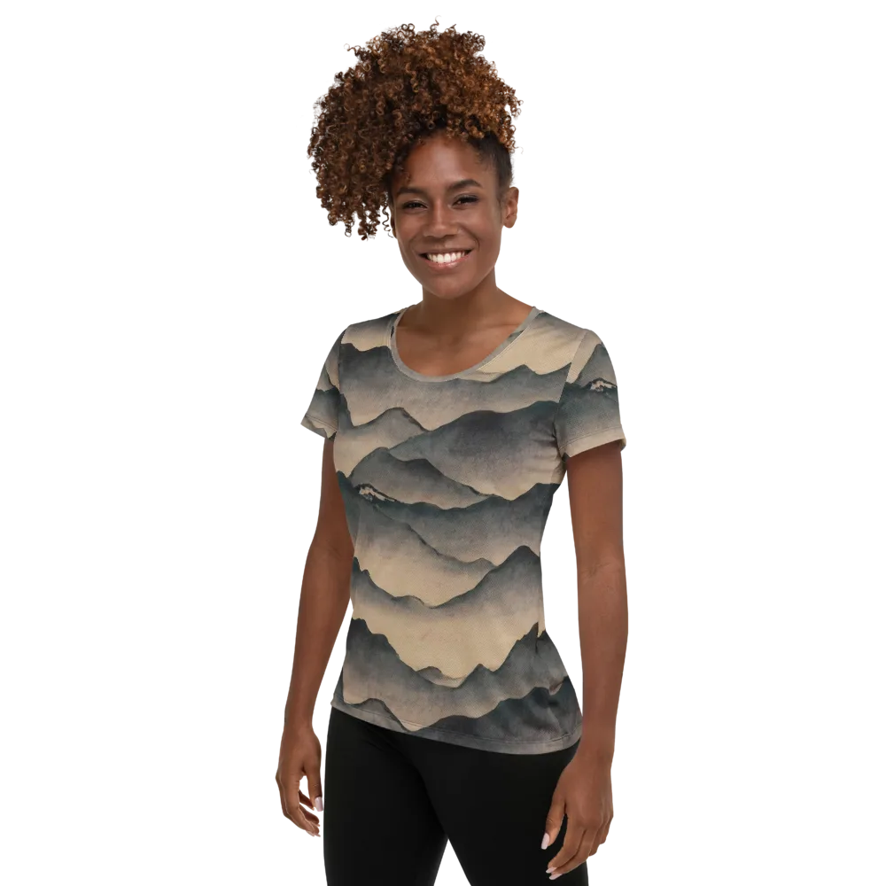 Quiet Mountains on Women's Athletic T-Shirt — Left